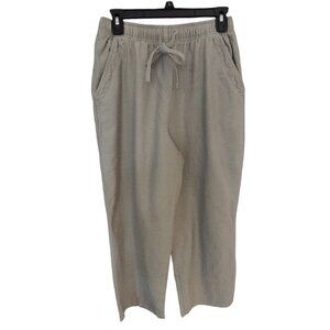 Erika Elastic Waist Pull-On Linen Cotton Pants with Drawstring Size M